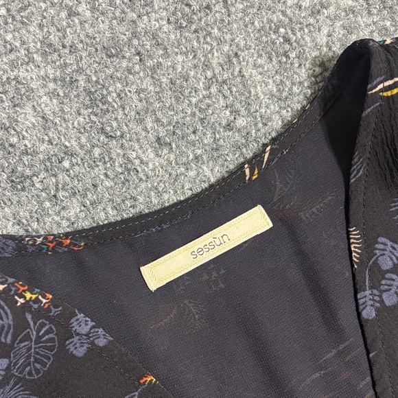 Sessùn V-NECK ROMPER WITH SELF-TIE WAIST -NAVY - Picture 2 of 7